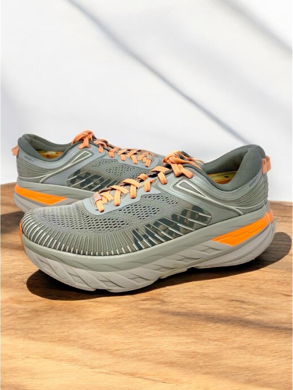 Hoka One One Bondi 7 Women's Running Shoes Sneakers Gray Harbor Mist Sharkskin
